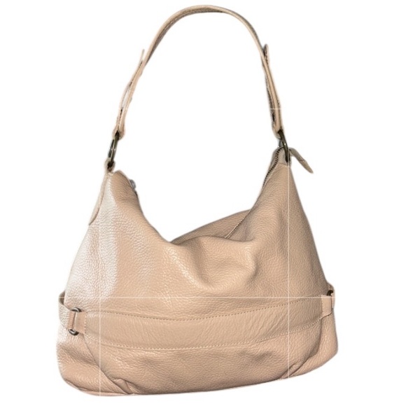 Sundance Pebbled Leather Handbag with Shoulder Strap in Blush Made in Italy - Picture 3 of 9